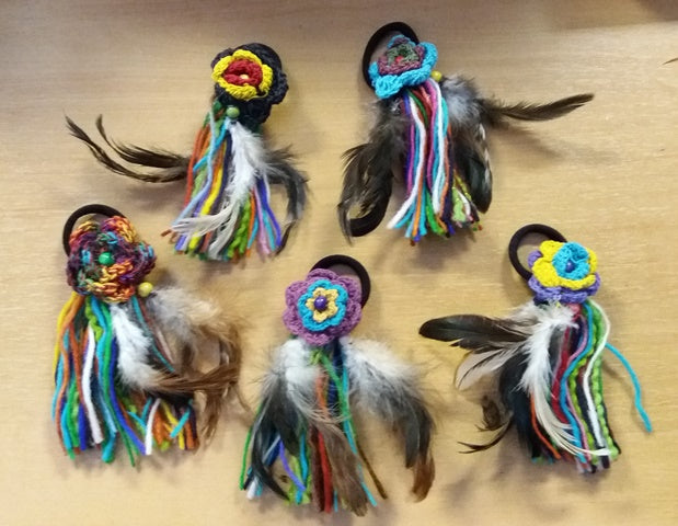 Flower Feather Hair Tie