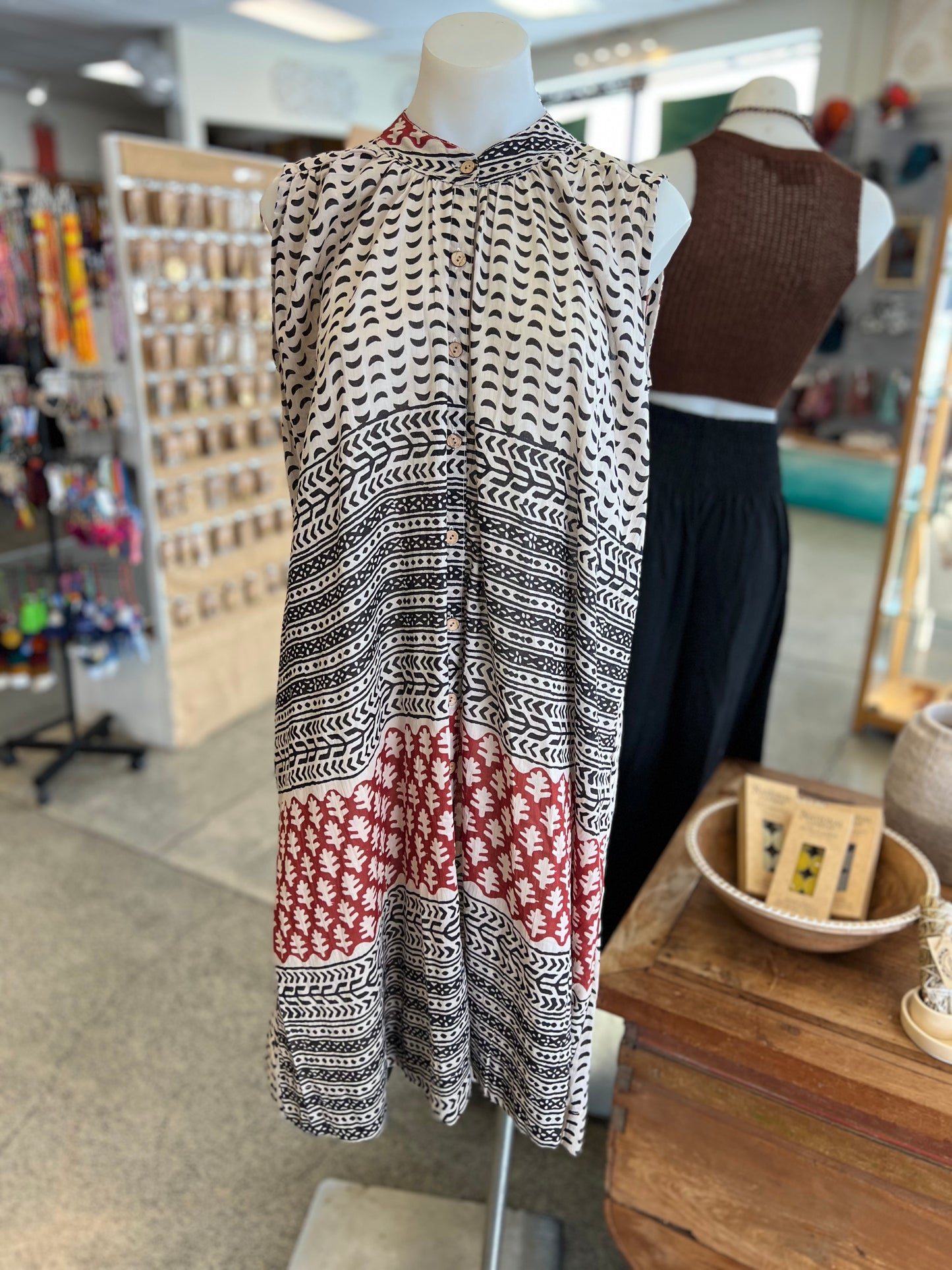 Sleeveless Block Print Dress