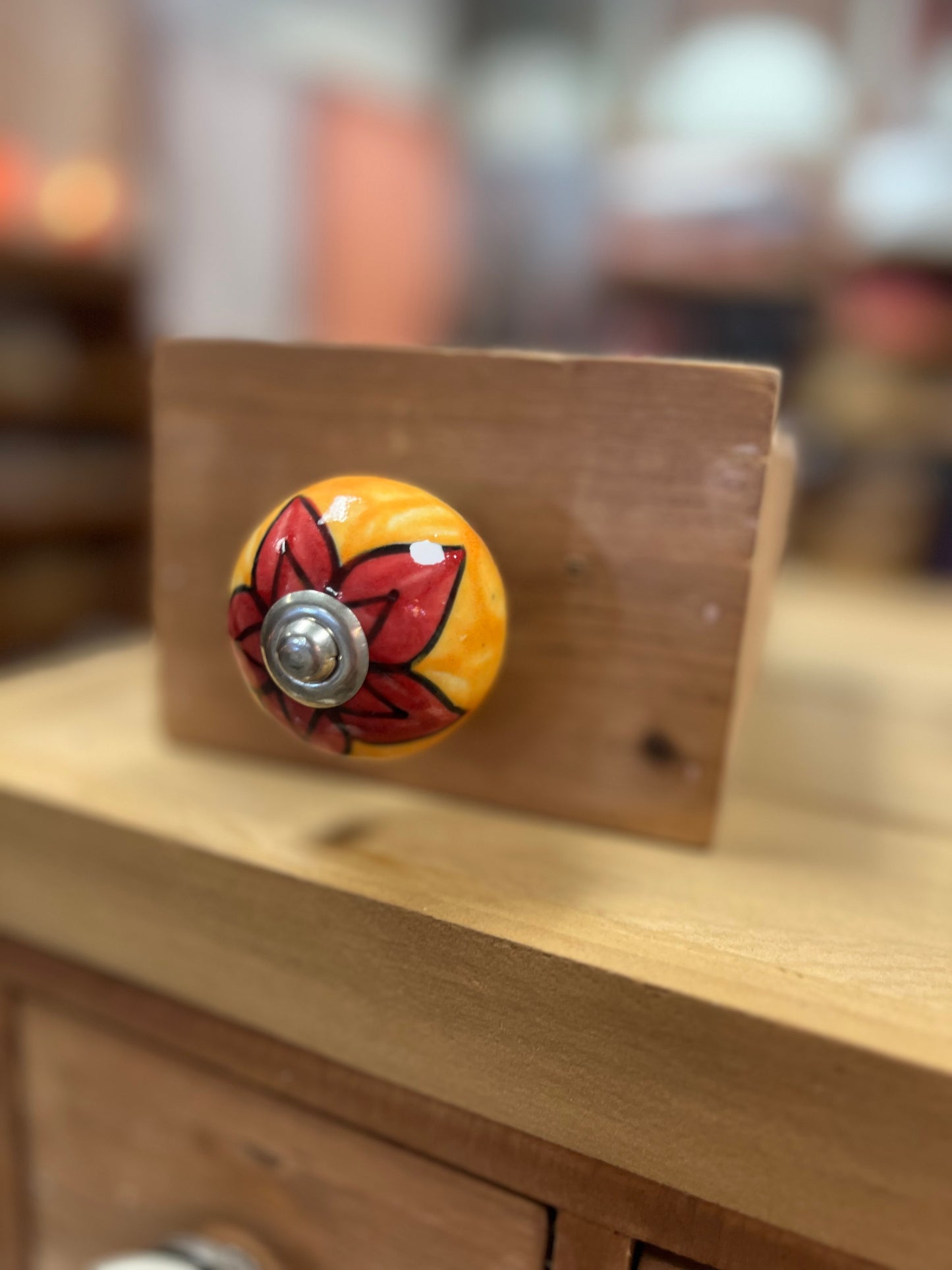 Ceramic Knob Orange/Red
