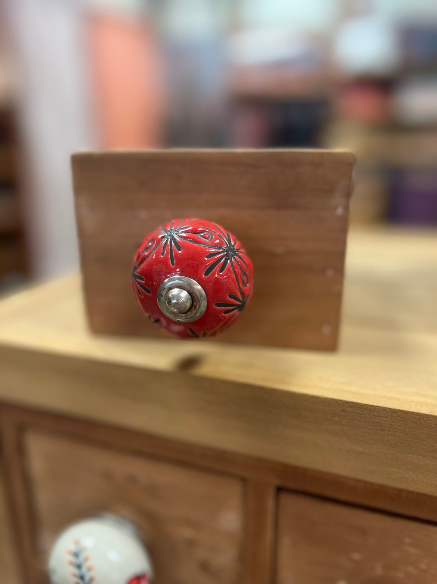 Ceramic Knob Orange/Red