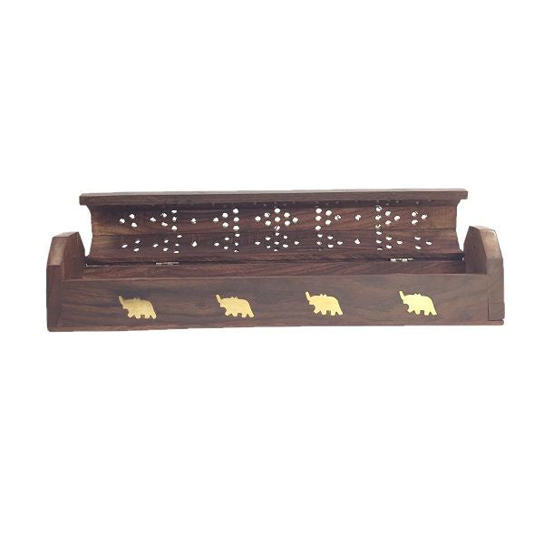 Wooden Incense Holder Brass Inlay