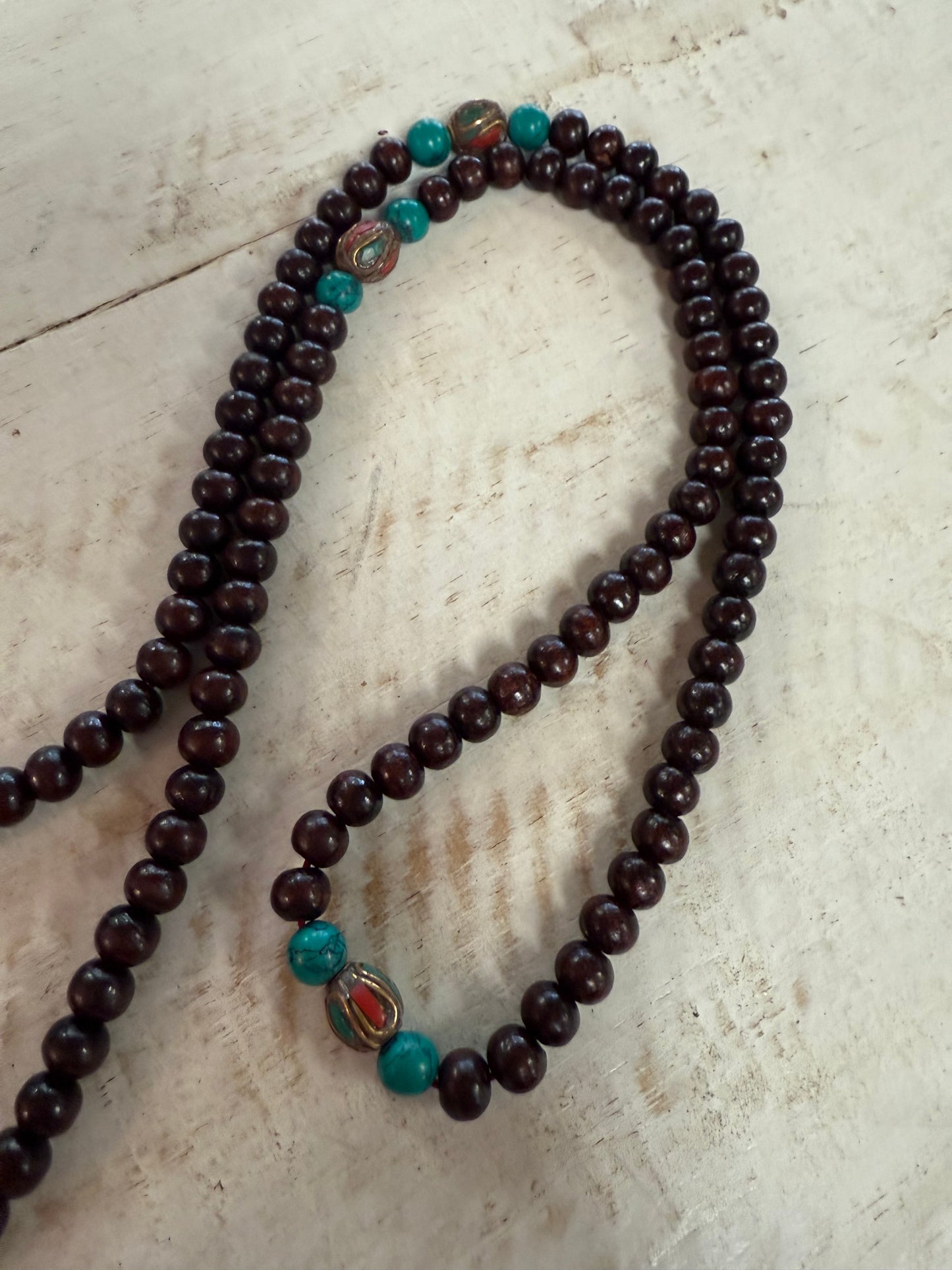 Wooden Mala with Tibetan Beads