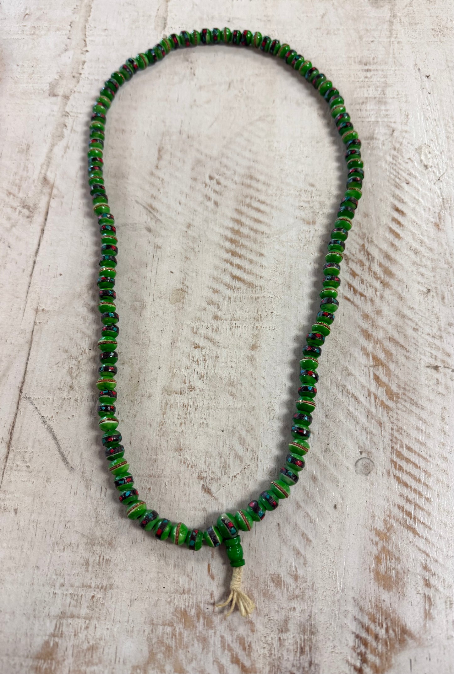 Ceramic Mala beads with Inlay