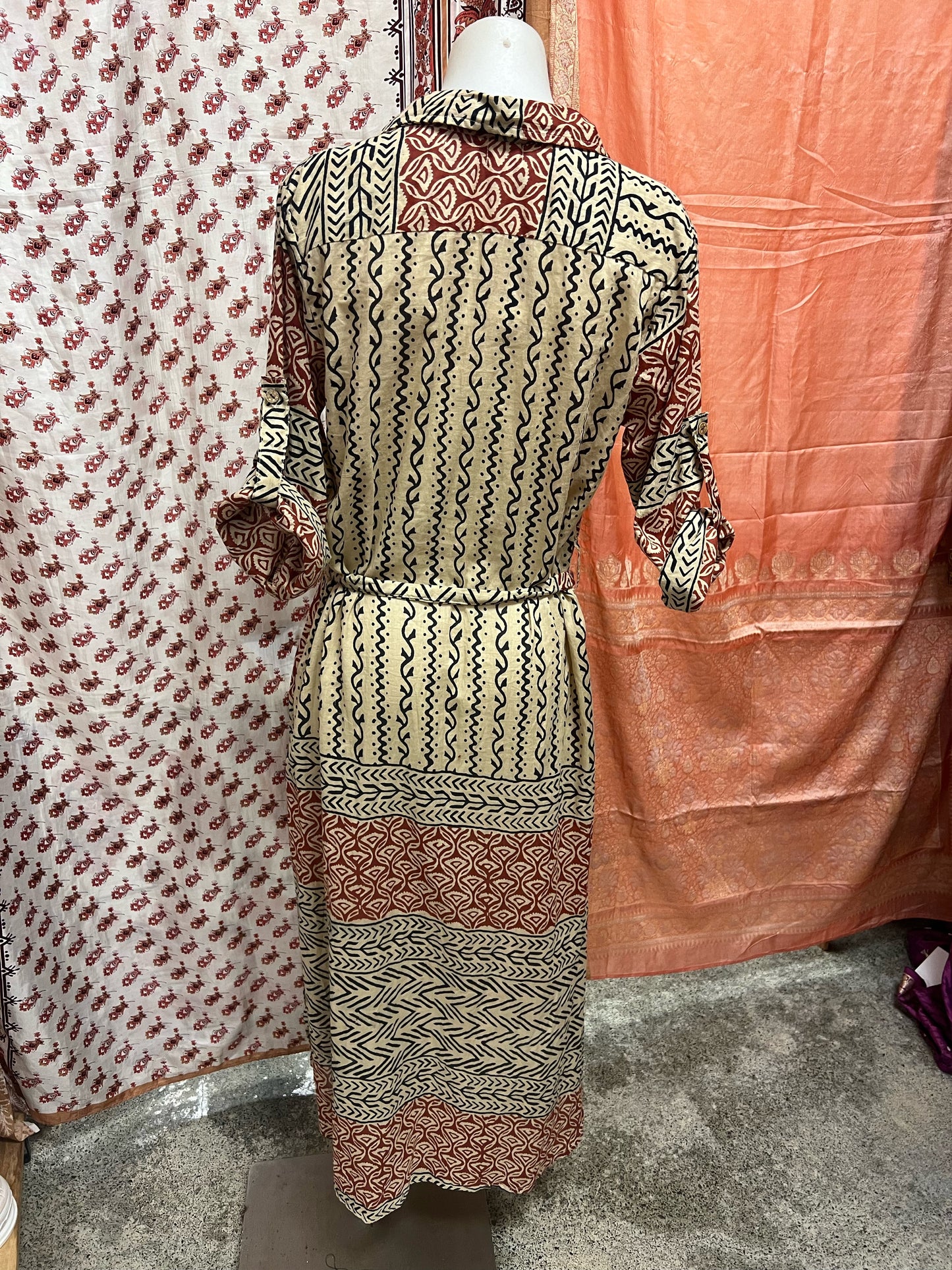 Aroha Block Print Button Dress