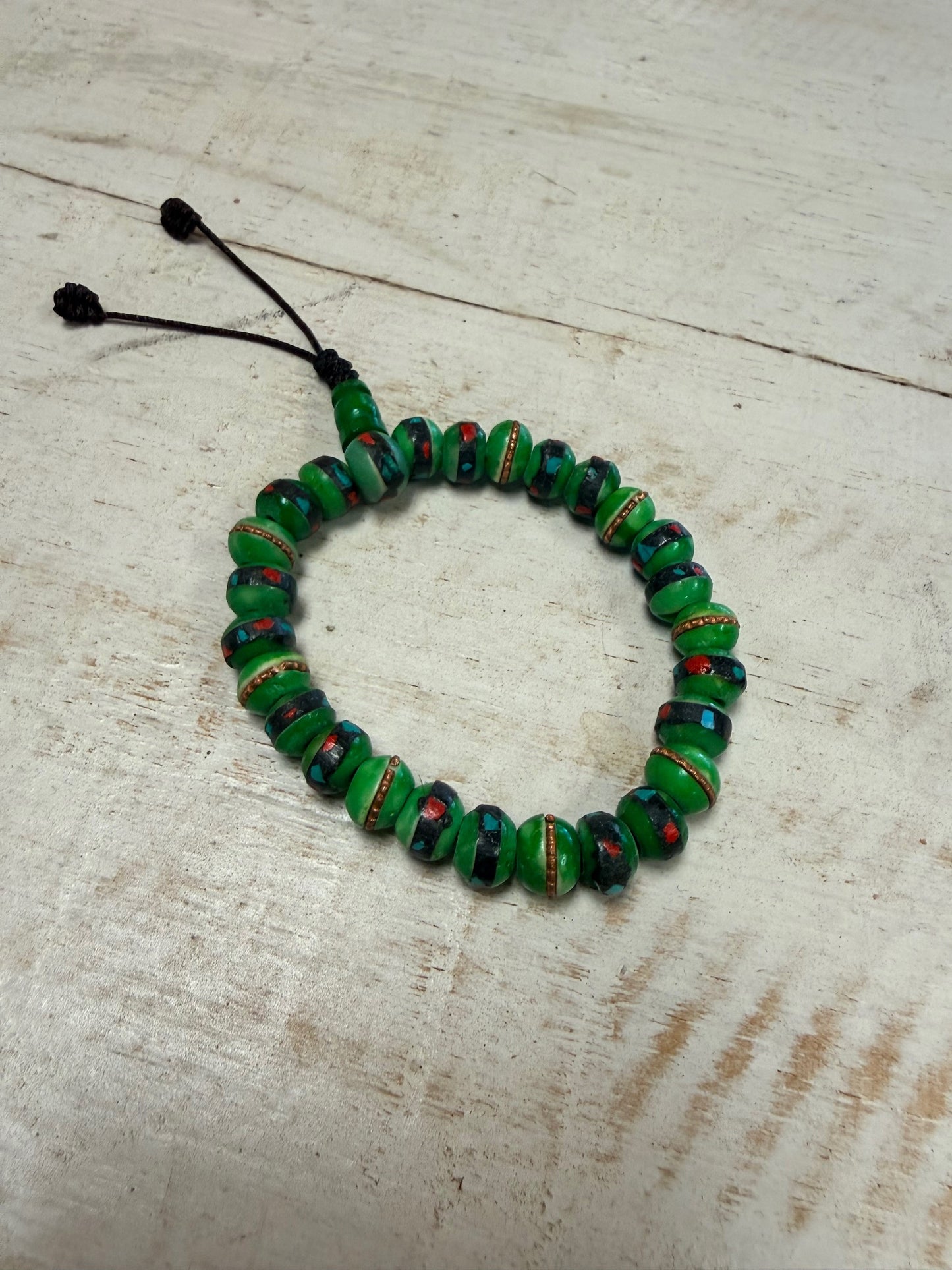 Ceramic Bracelet with Bead Inlay
