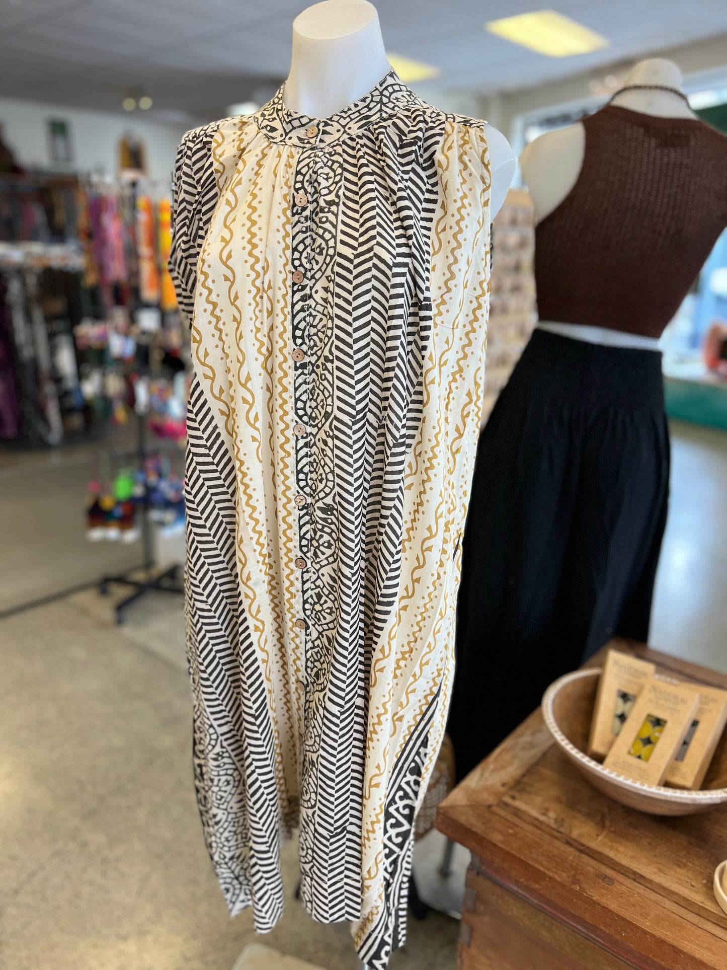 Sleeveless Block Print Dress