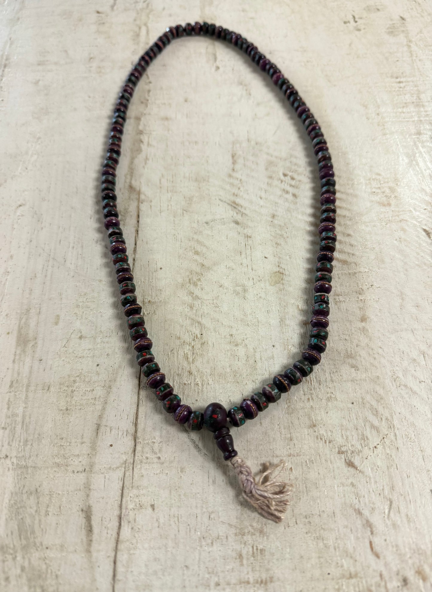 Ceramic Mala beads with Inlay