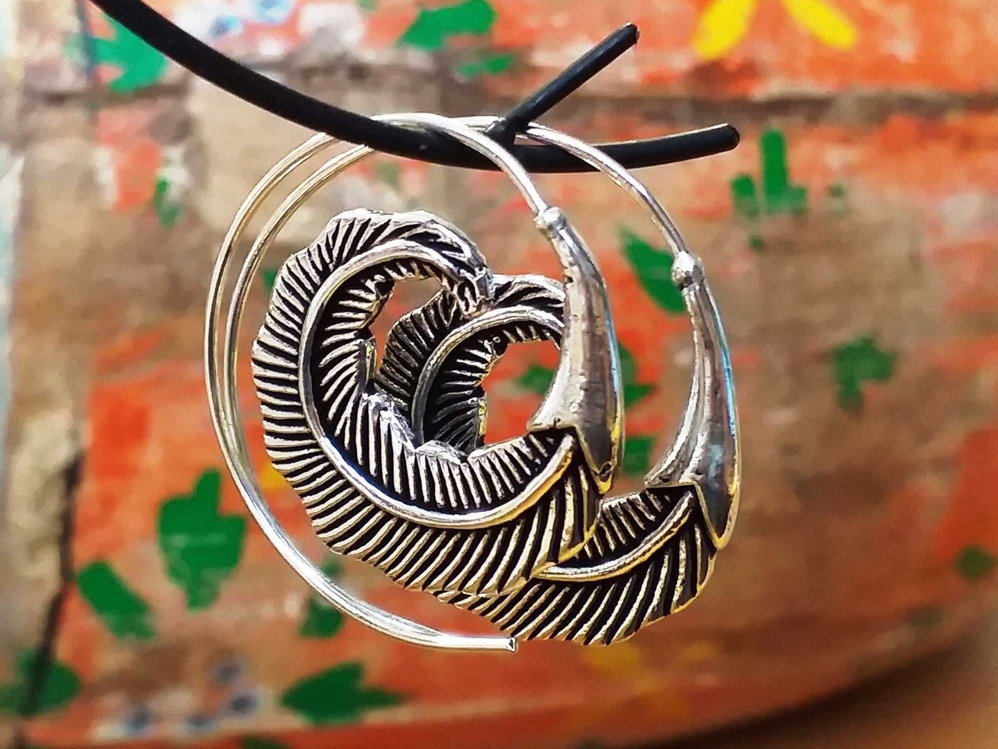 Single Feather Circle Earrings