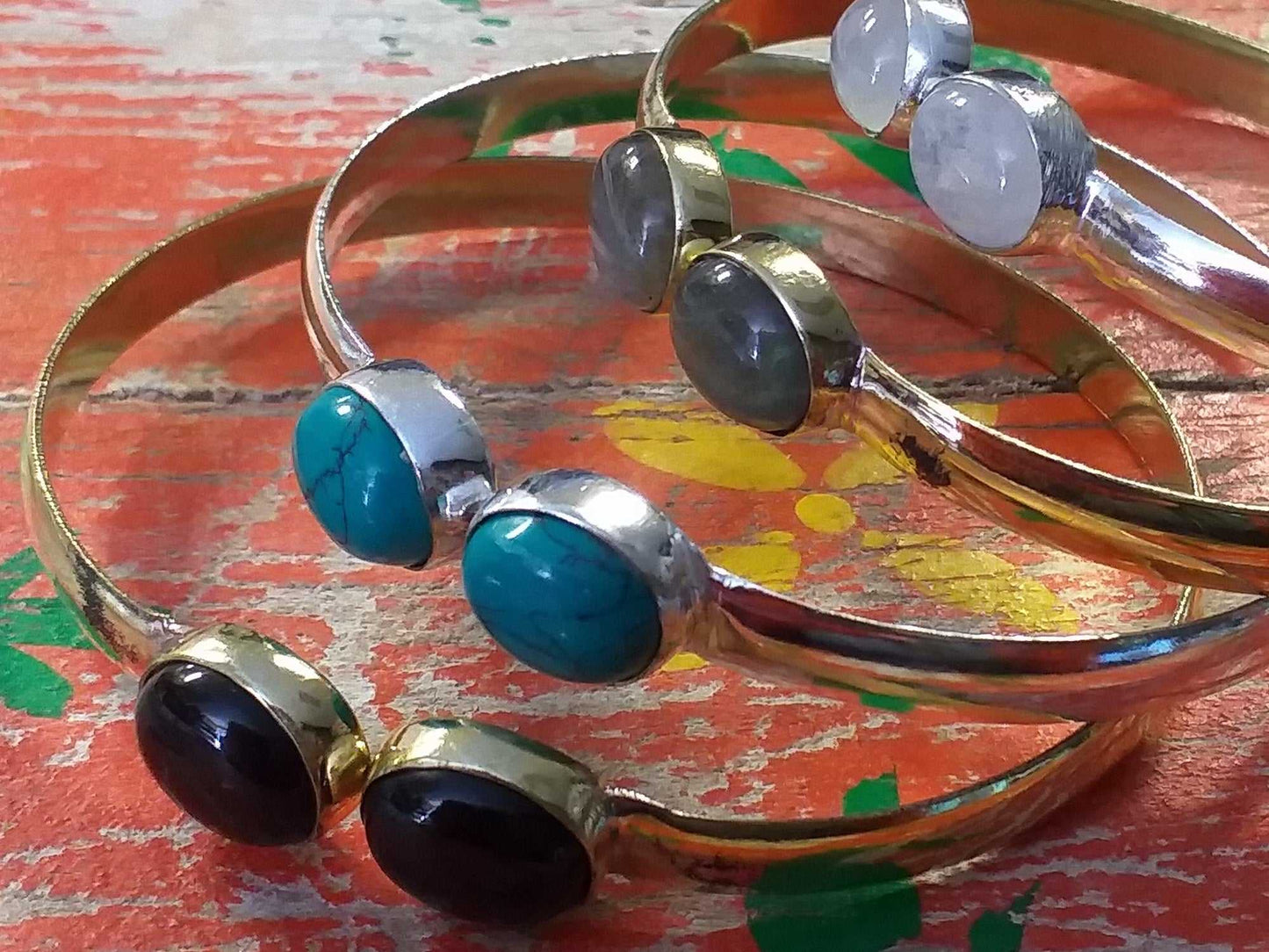 Two Oval Stone Bangle