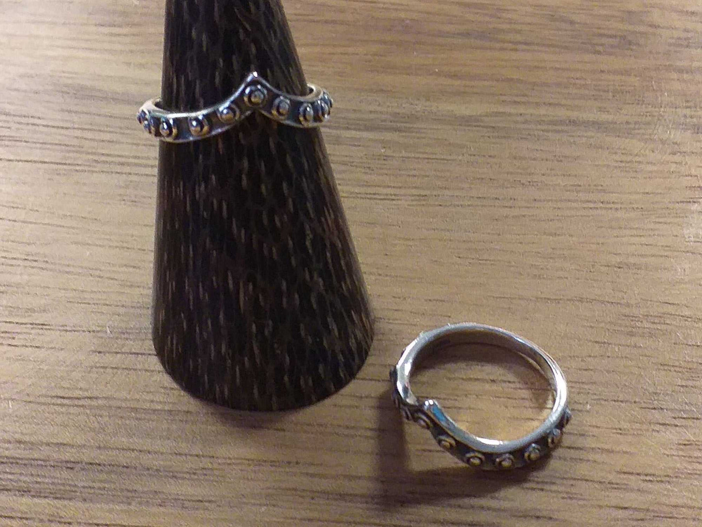 Sterling Chevron Dot Ring
