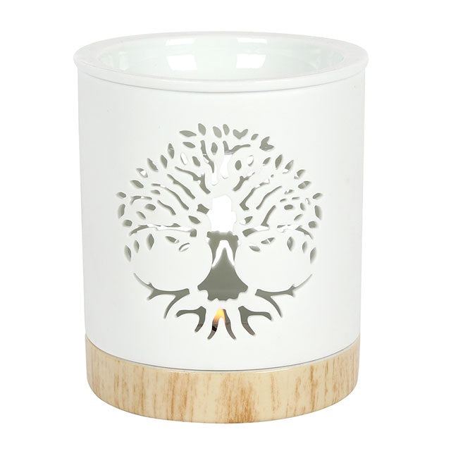 White Tree of Life Cut Out Oil Burner