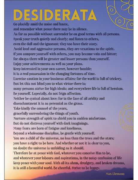 Desiderata. Card