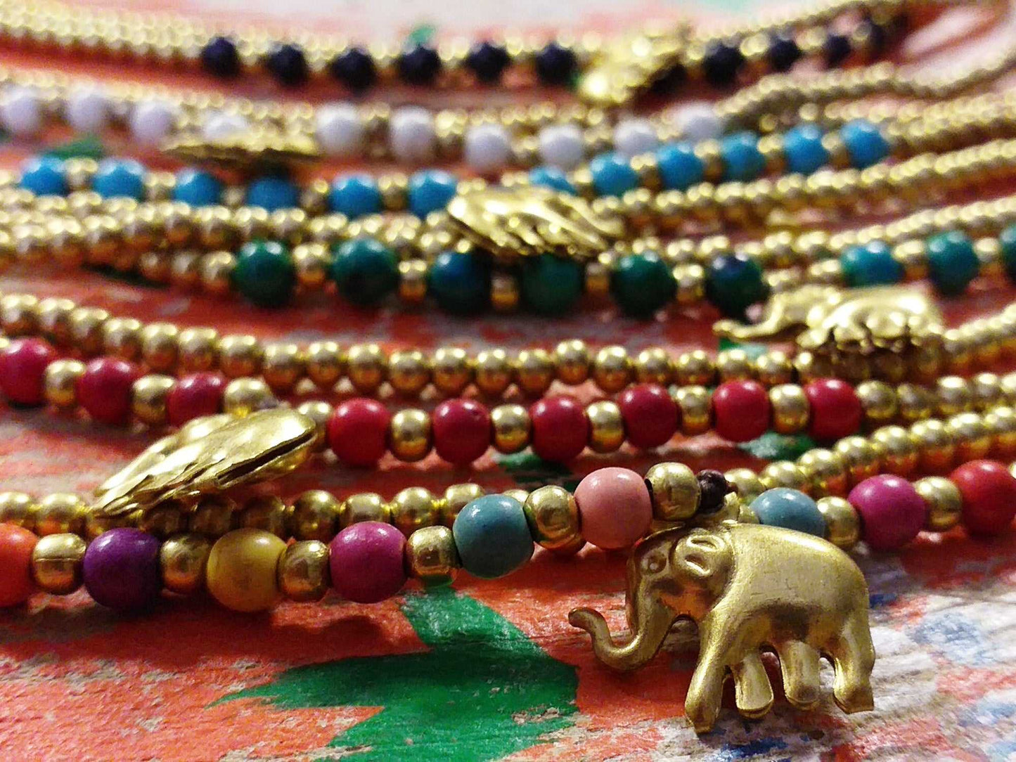 Elephant and Bead Bracelet