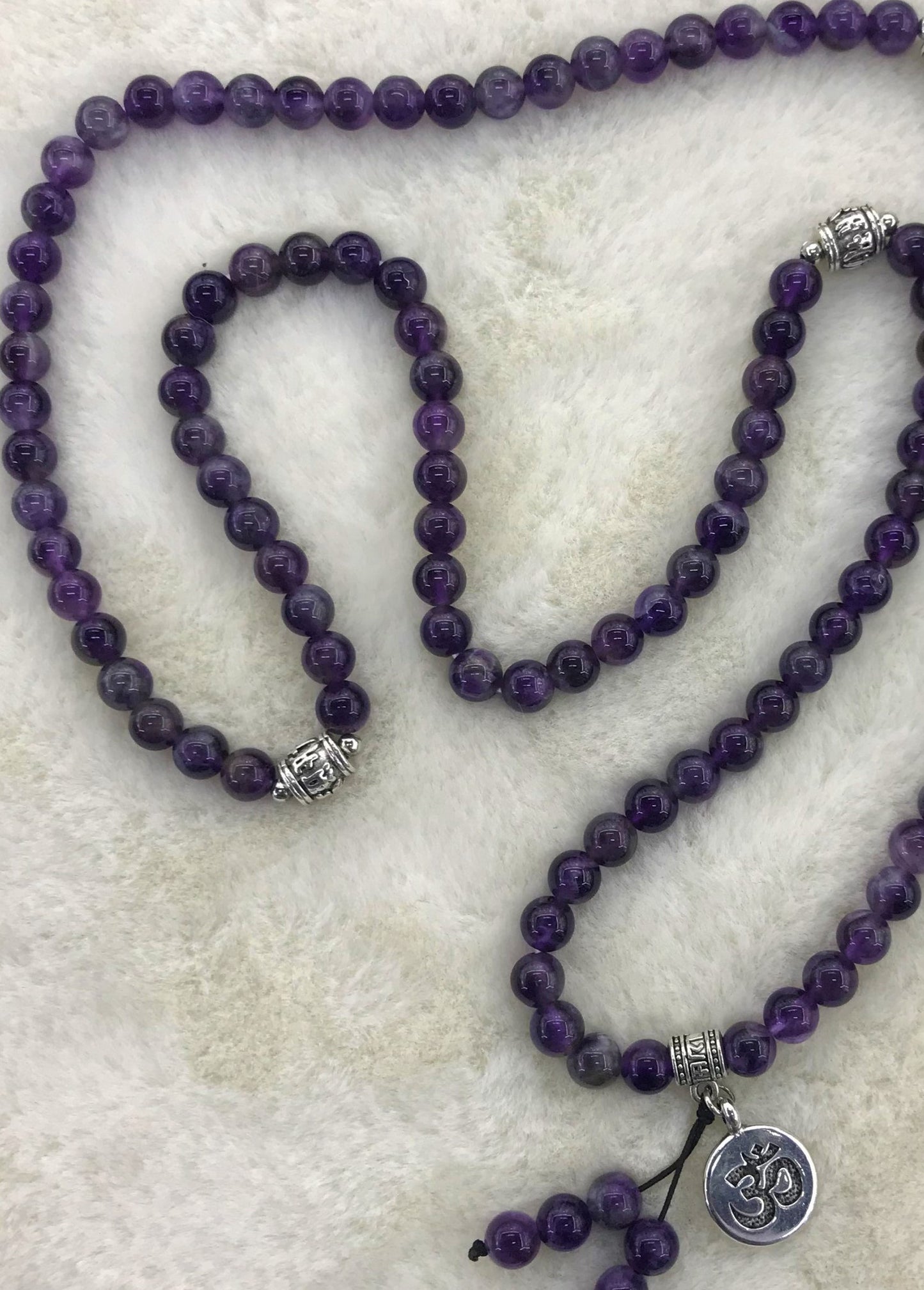 Amethyst Mala Bead Necklace