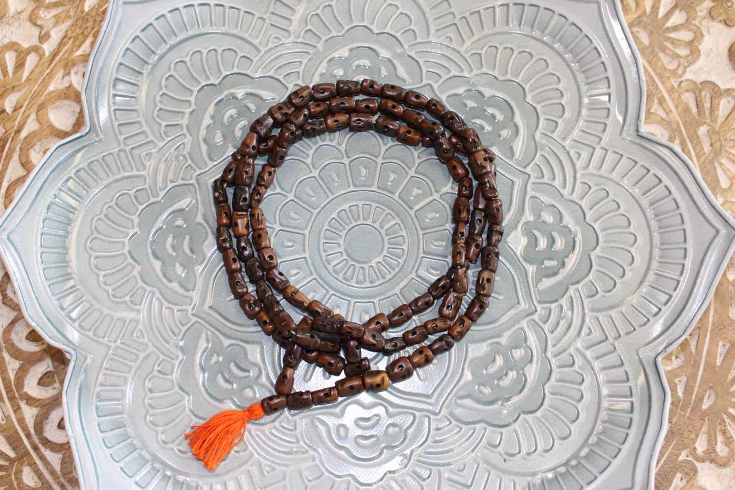 Bone Mala Skull Brown
