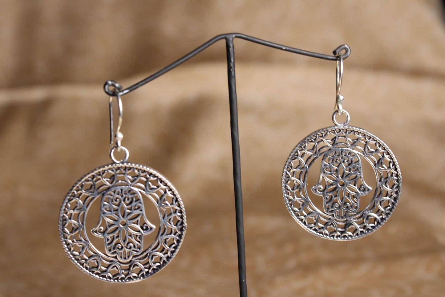 Hamsa Brass Earrings