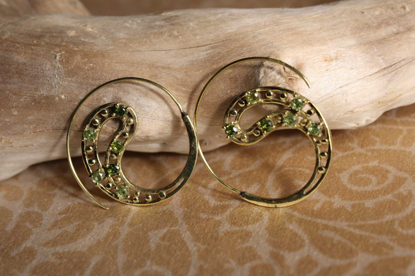 Ava Gemstone Brass Earrings