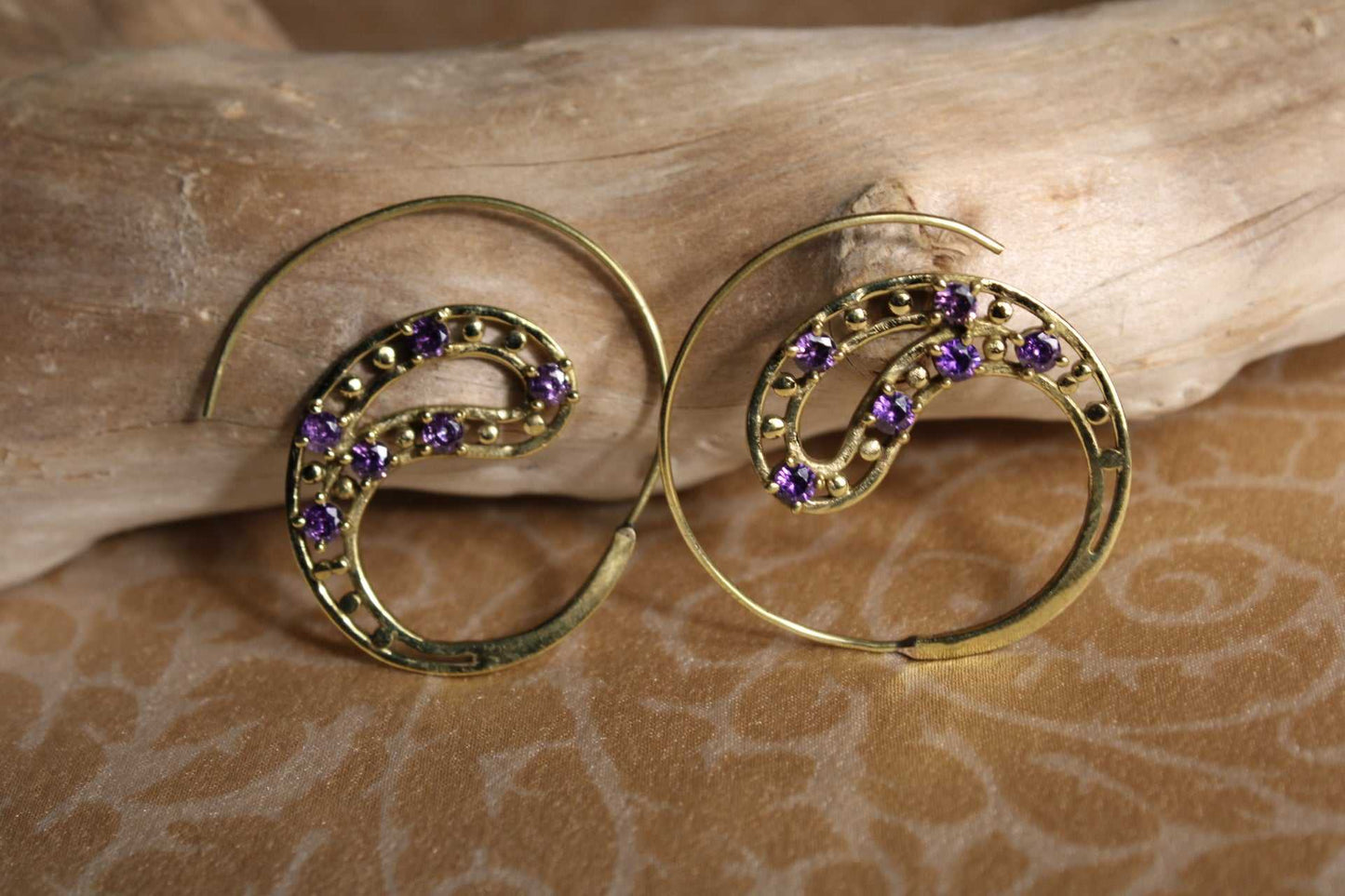 Ava Gemstone Brass Earrings