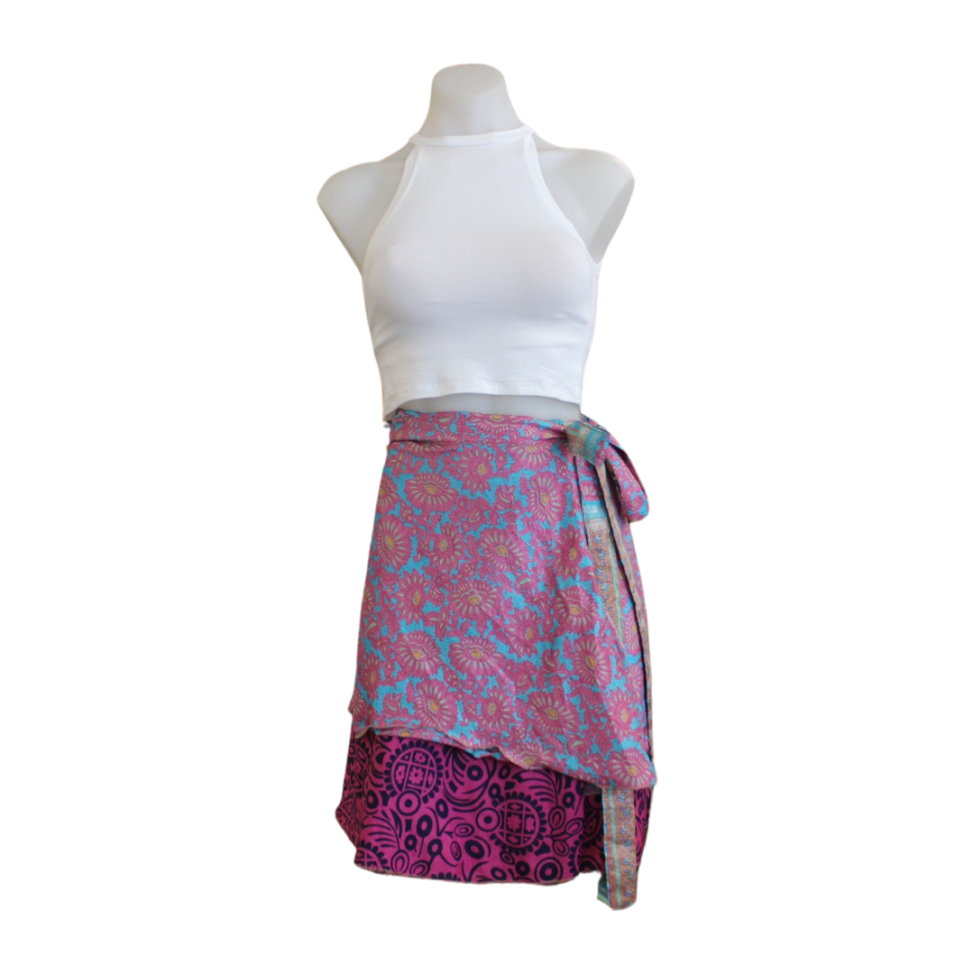 Recycled Sari Skirt Umbrella Holi - Short