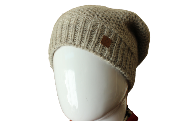 Grey Marle Pom Pom Slouch Beanie