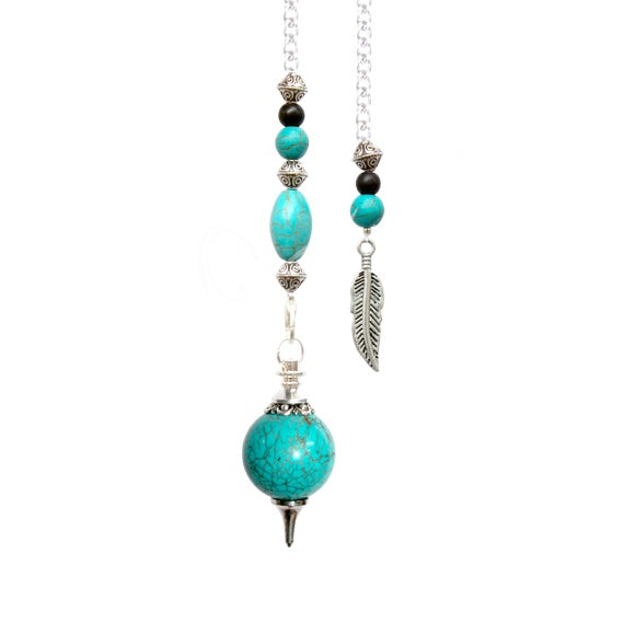 Pendulum Turquoise Ball with Feather