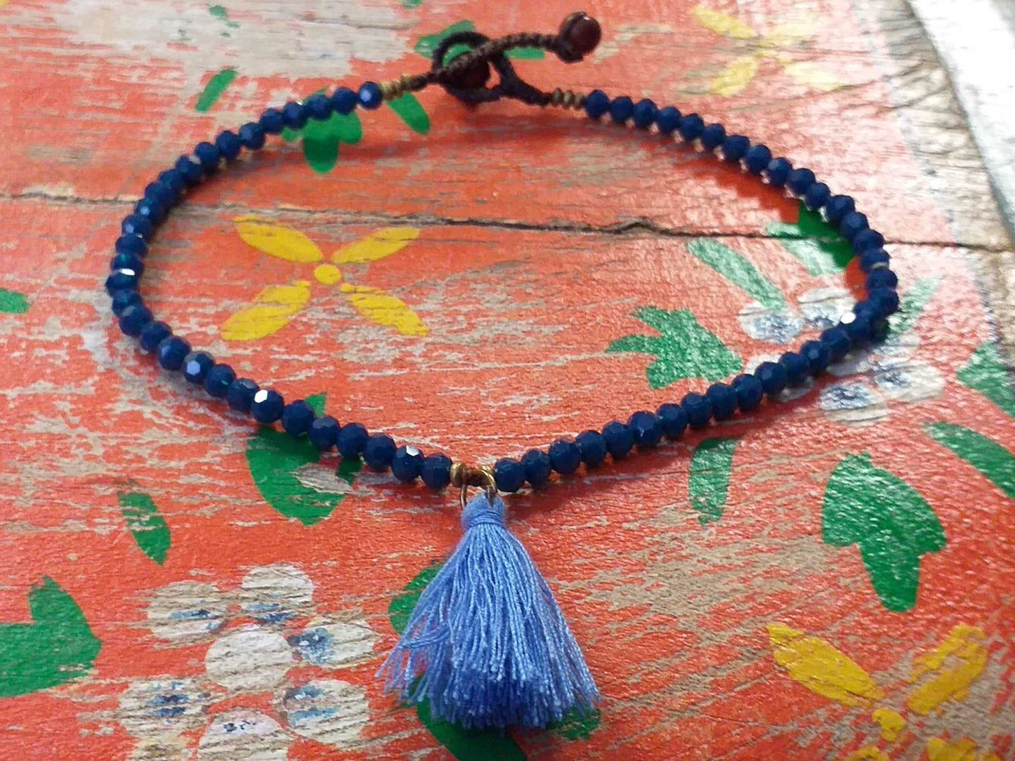 Bead and Tassel Anklet
