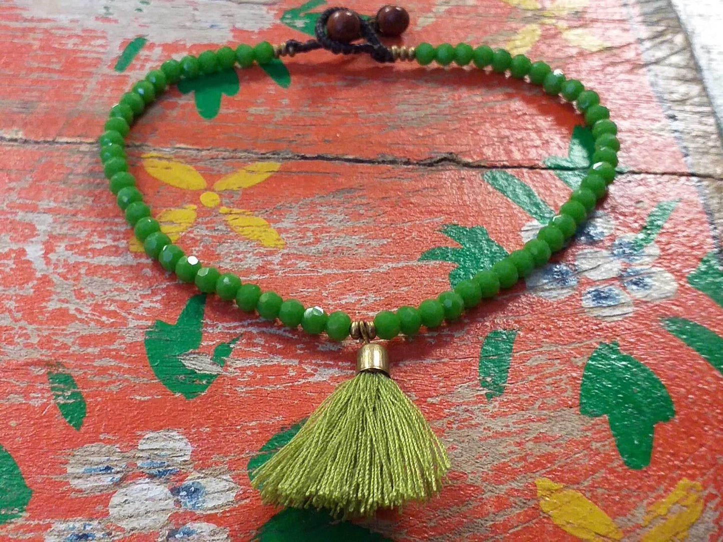 Bead and Tassel Anklet