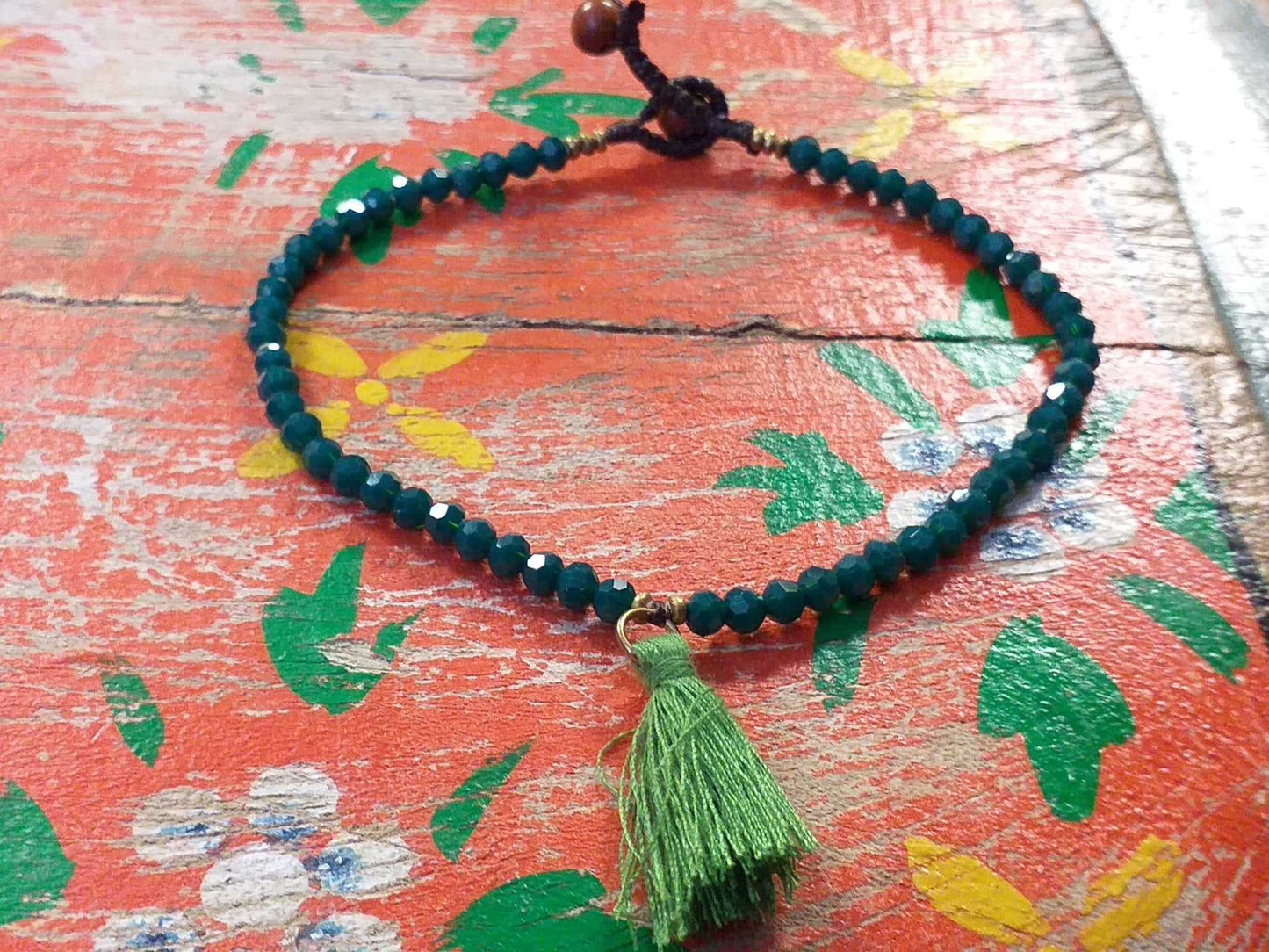 Bead and Tassel Anklet