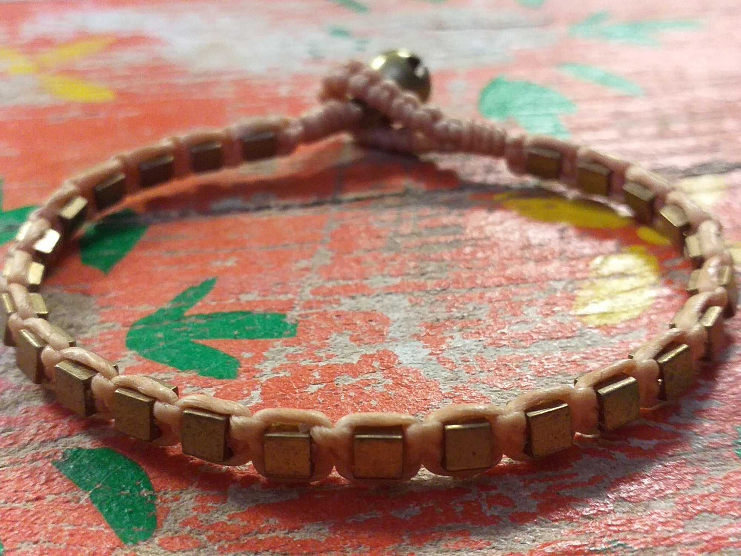 Brass Cube Bead Bracelet