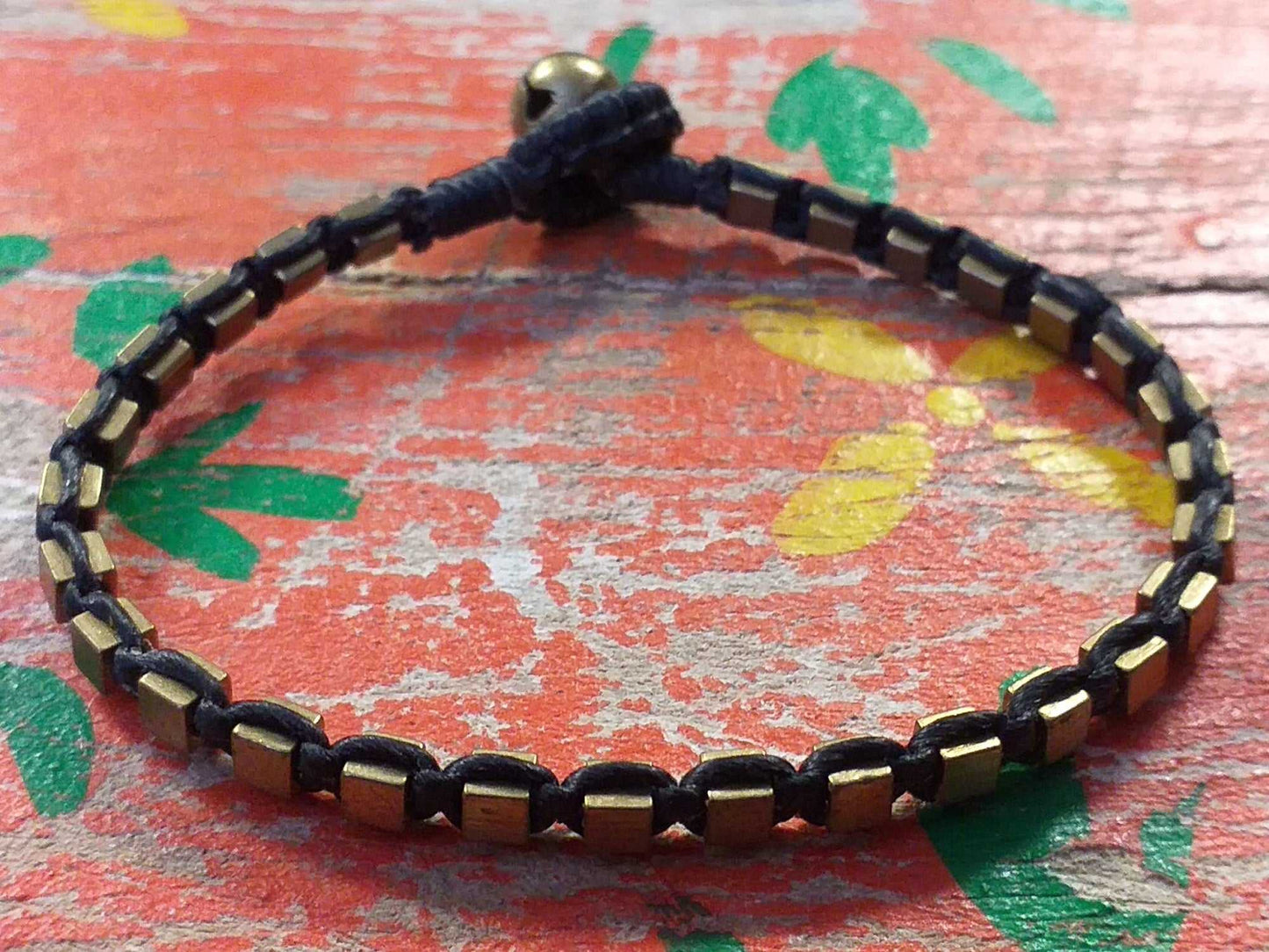 Brass Cube Bead Bracelet