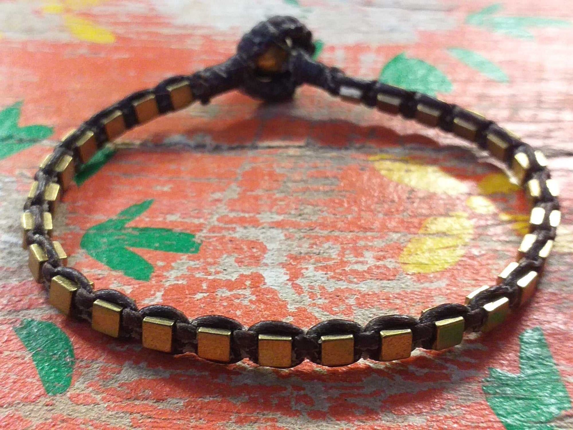 Brass Cube Bead Bracelet