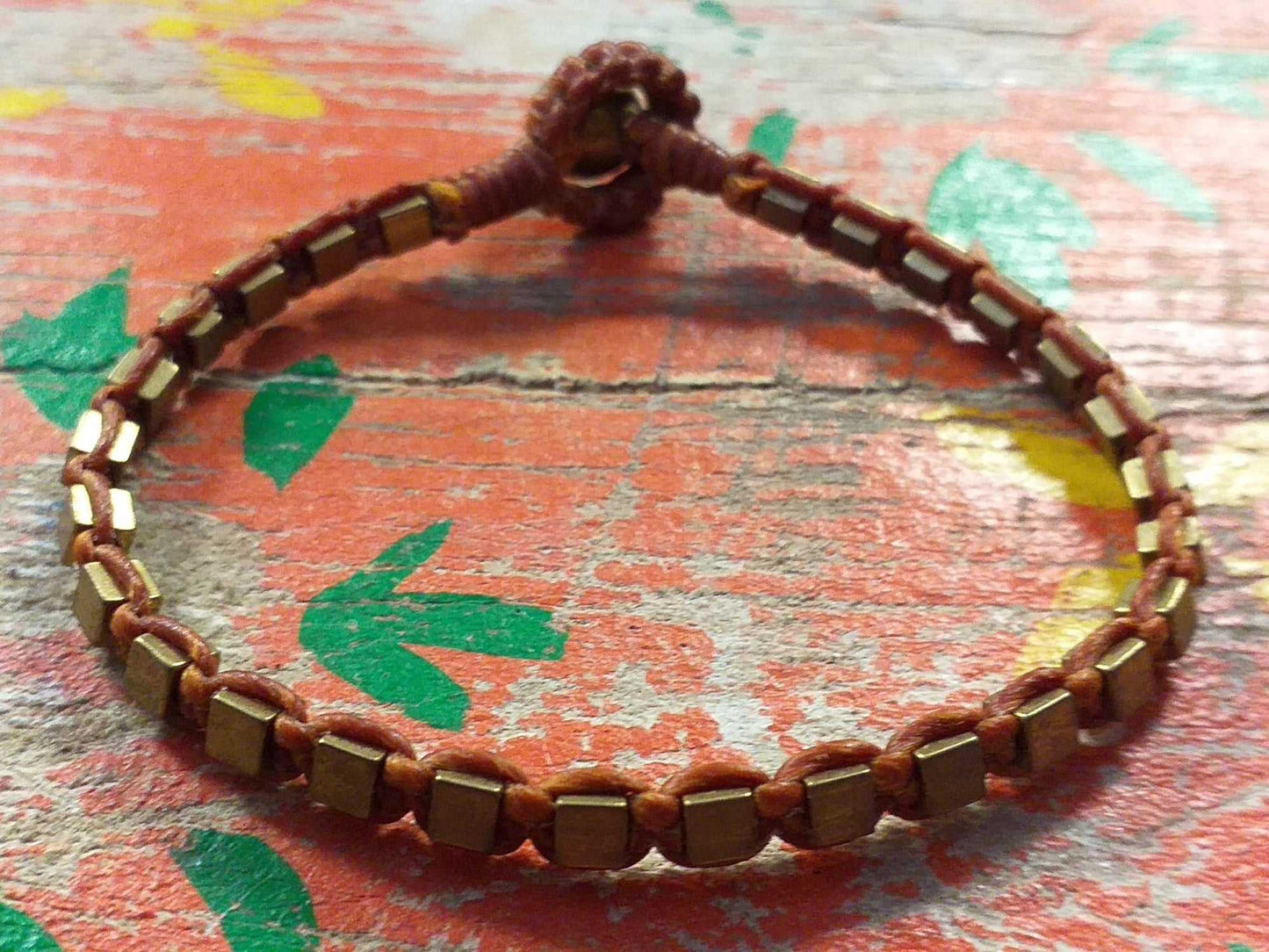 Brass Cube Bead Bracelet