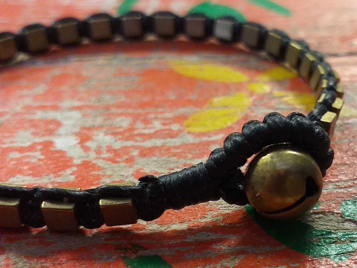 Brass Cube Bead Bracelet