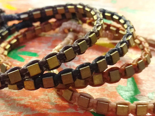 Brass Cube Bead Bracelet