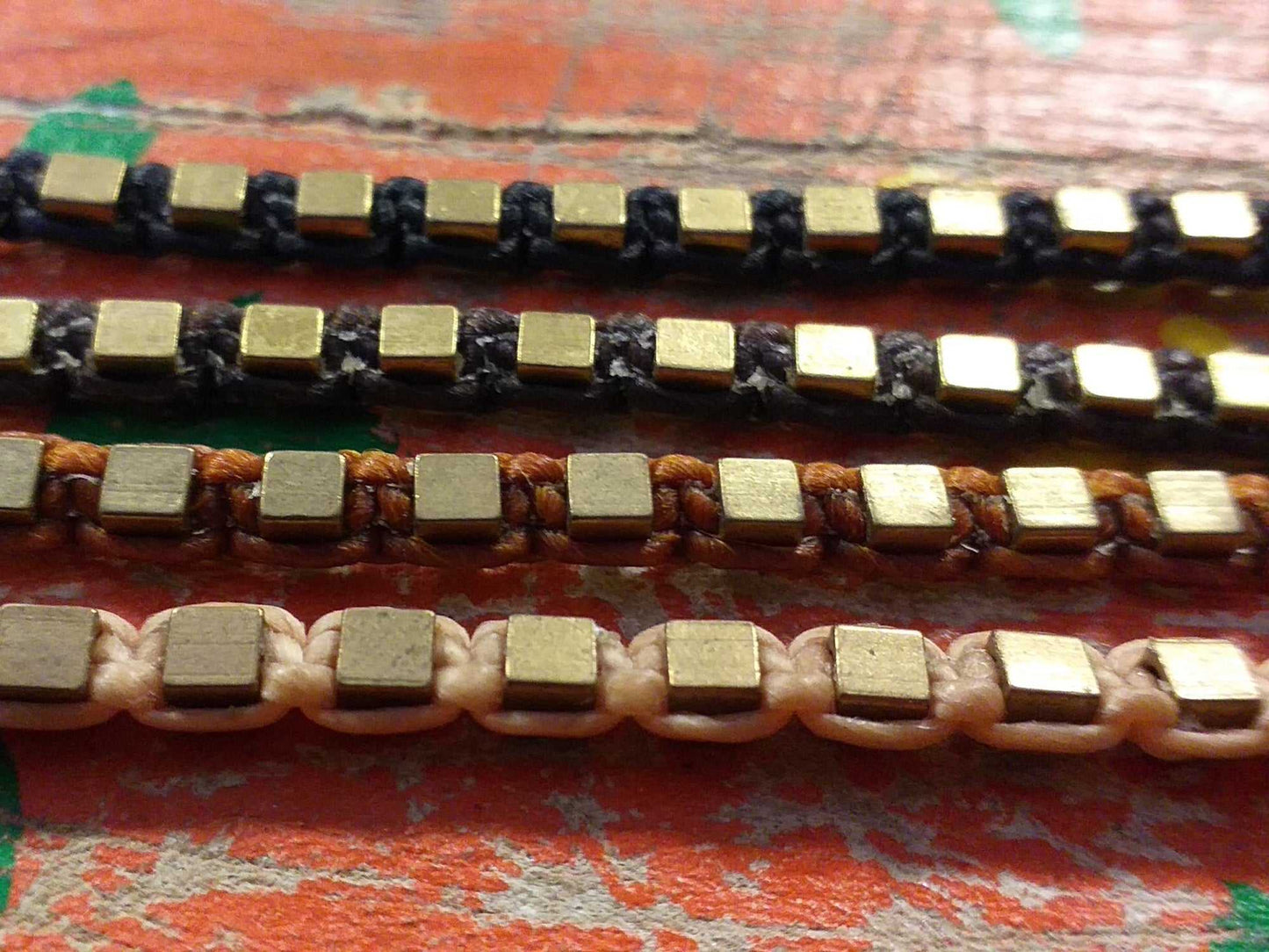 Brass Cube Bead Bracelet