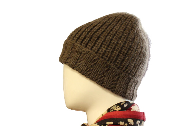 Brown Merino Turn Up Beanie