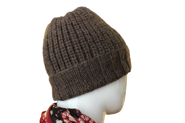 Brown Merino Turn Up Beanie