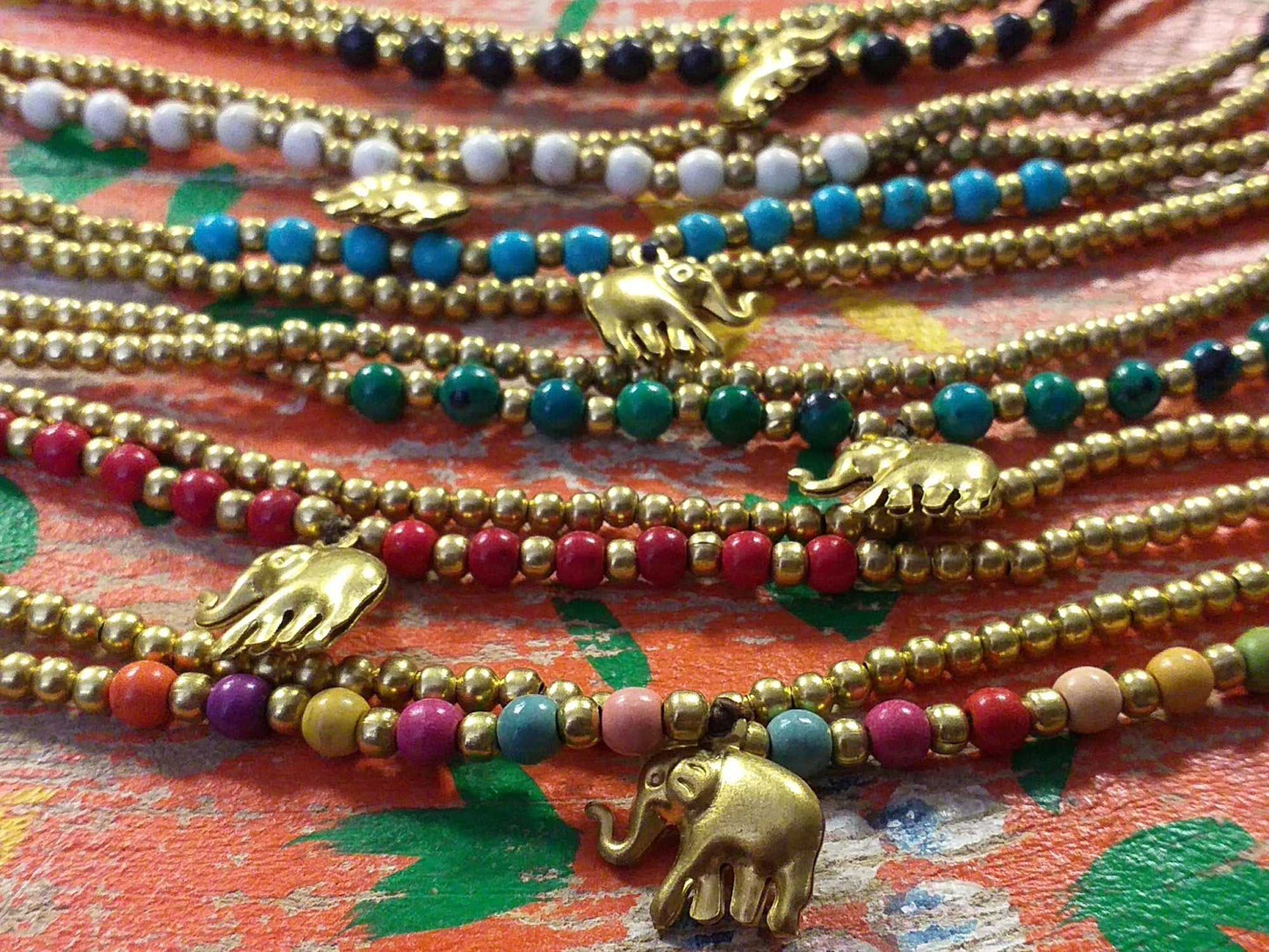 Elephant and Bead Bracelet