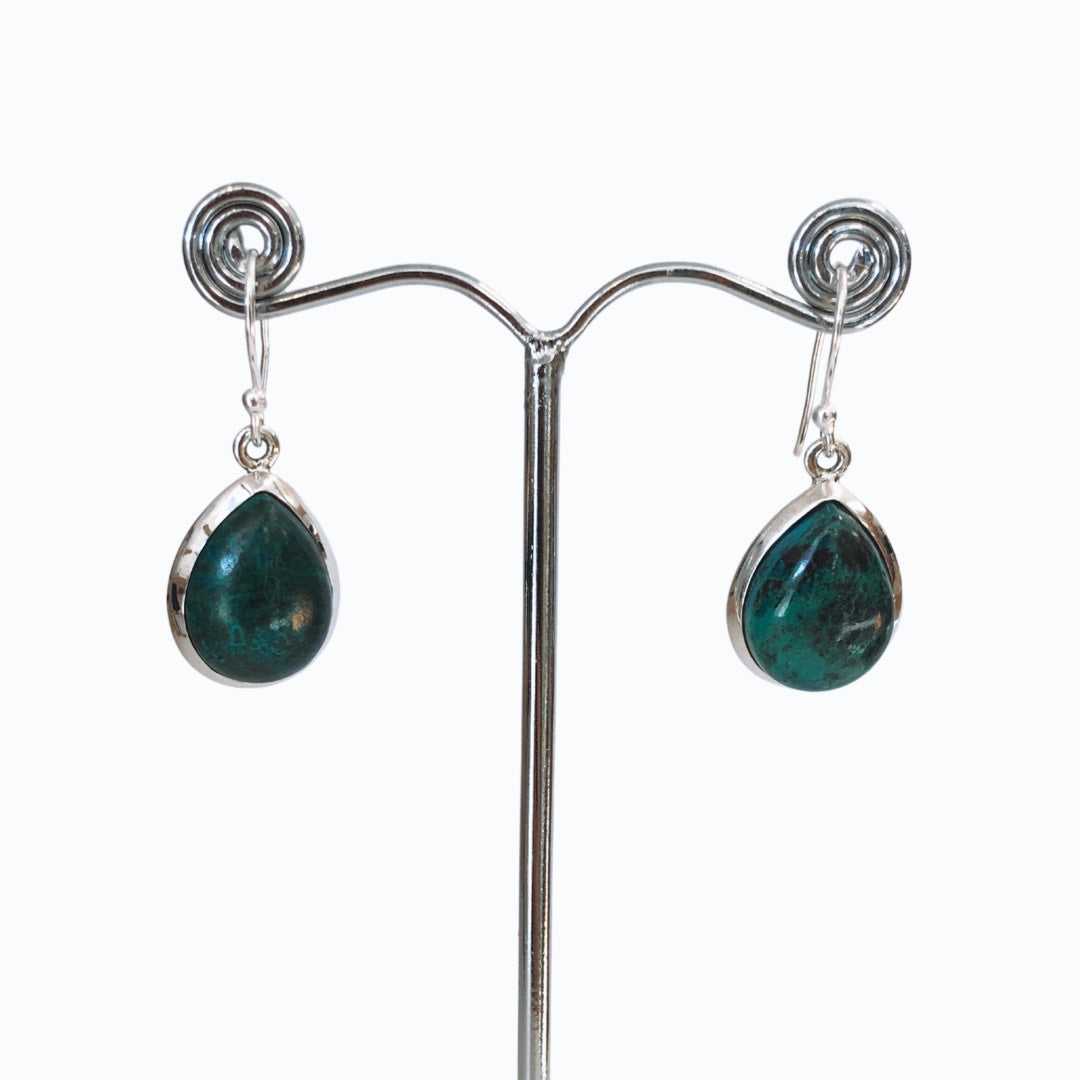 Neldor Green Chrysocolla Teardrop Earrings