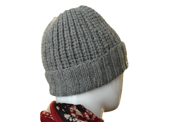 Grey Marle Merino Turn Up Beanie