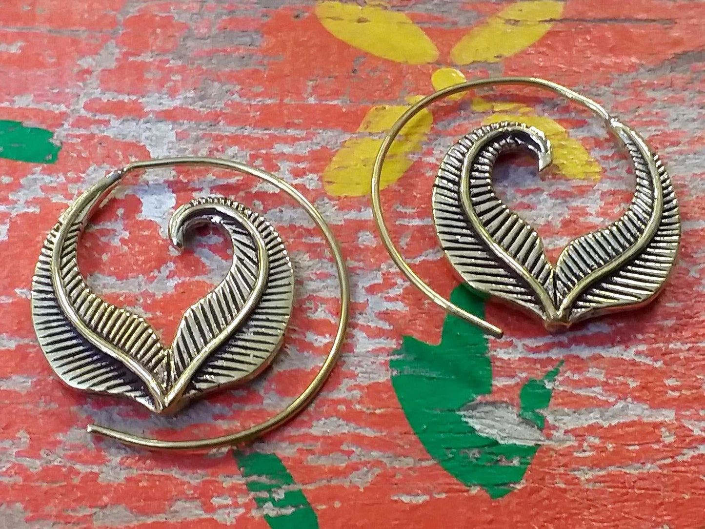 Heart Feather Earrings