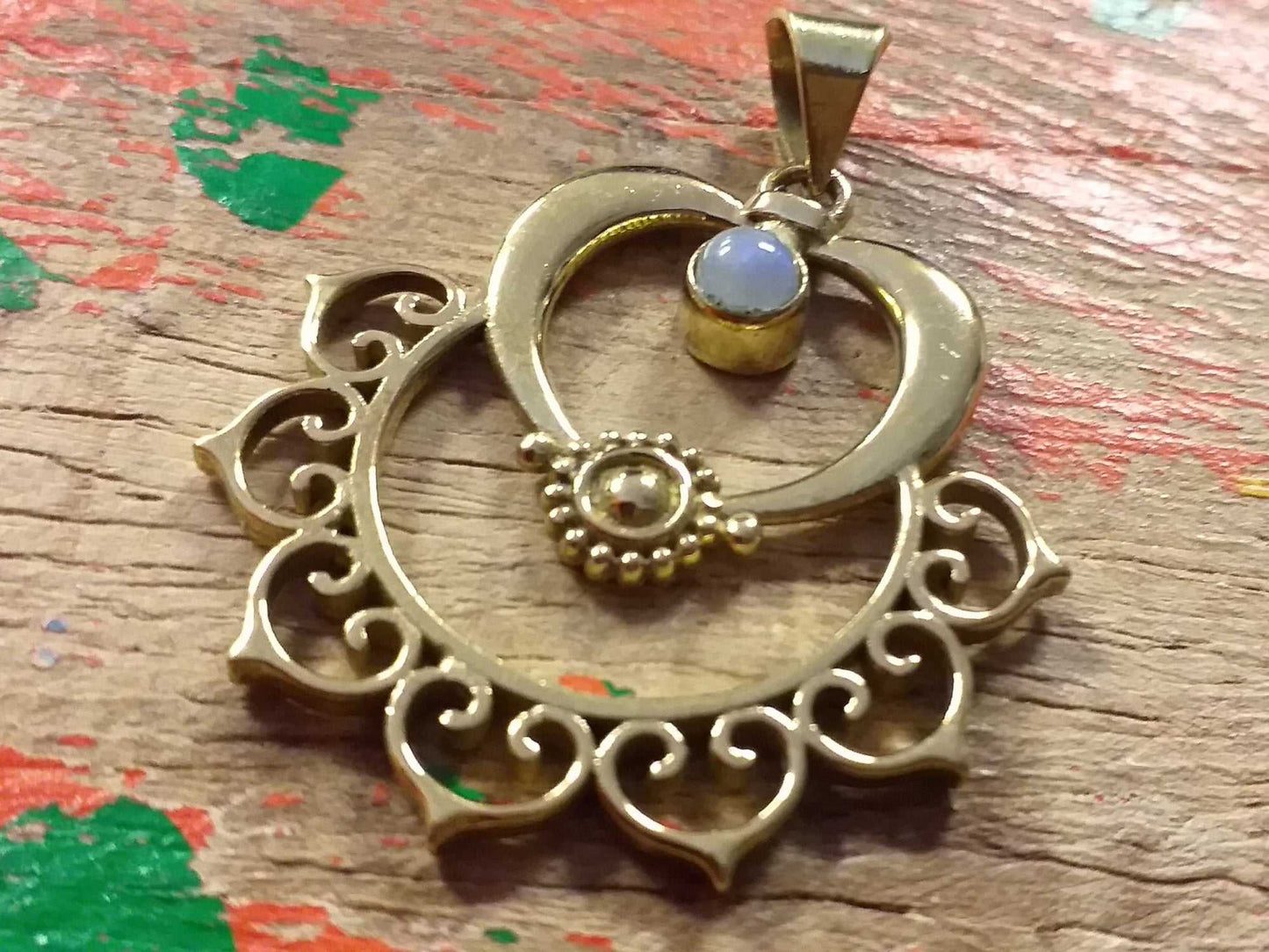 Heart Lotus Stone Pendant