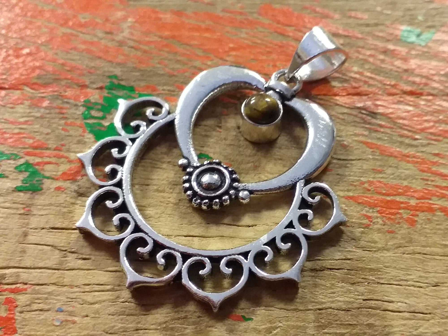 Heart Lotus Stone Pendant