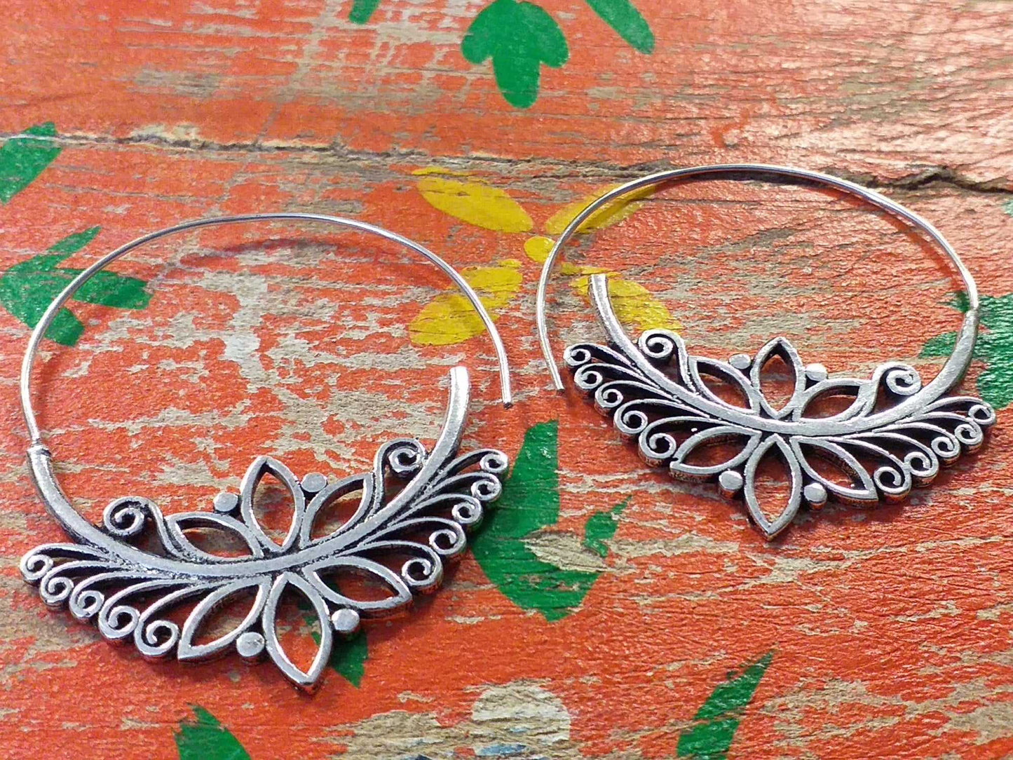 Lotus Circle Earrings