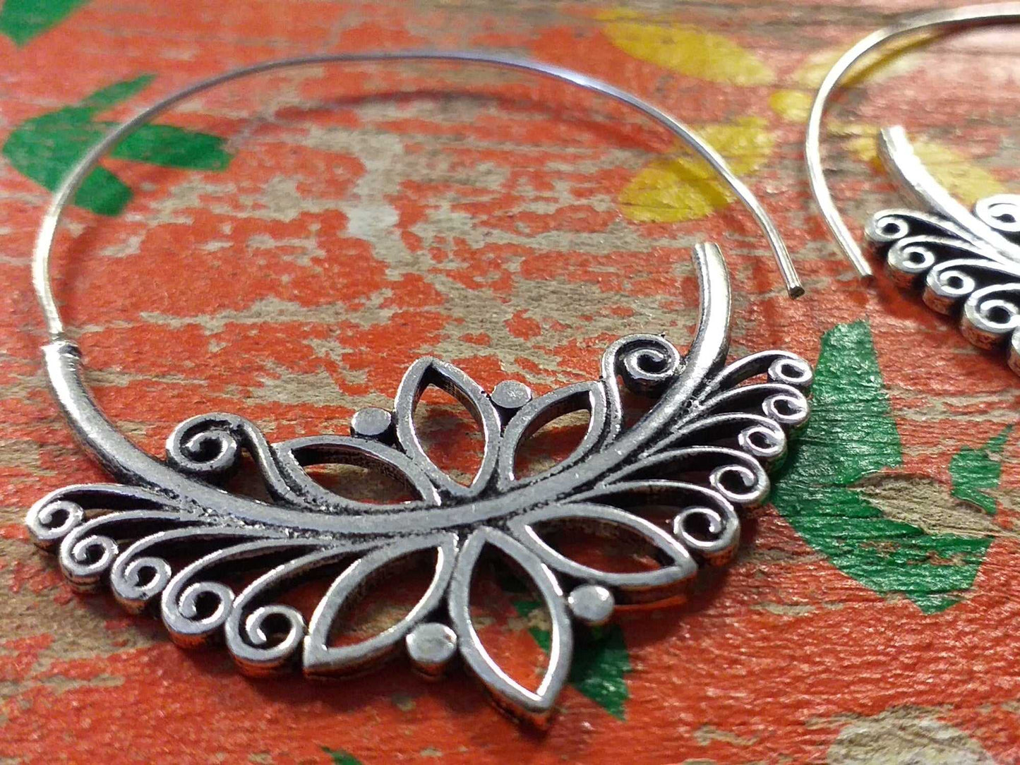 Lotus Circle Earrings
