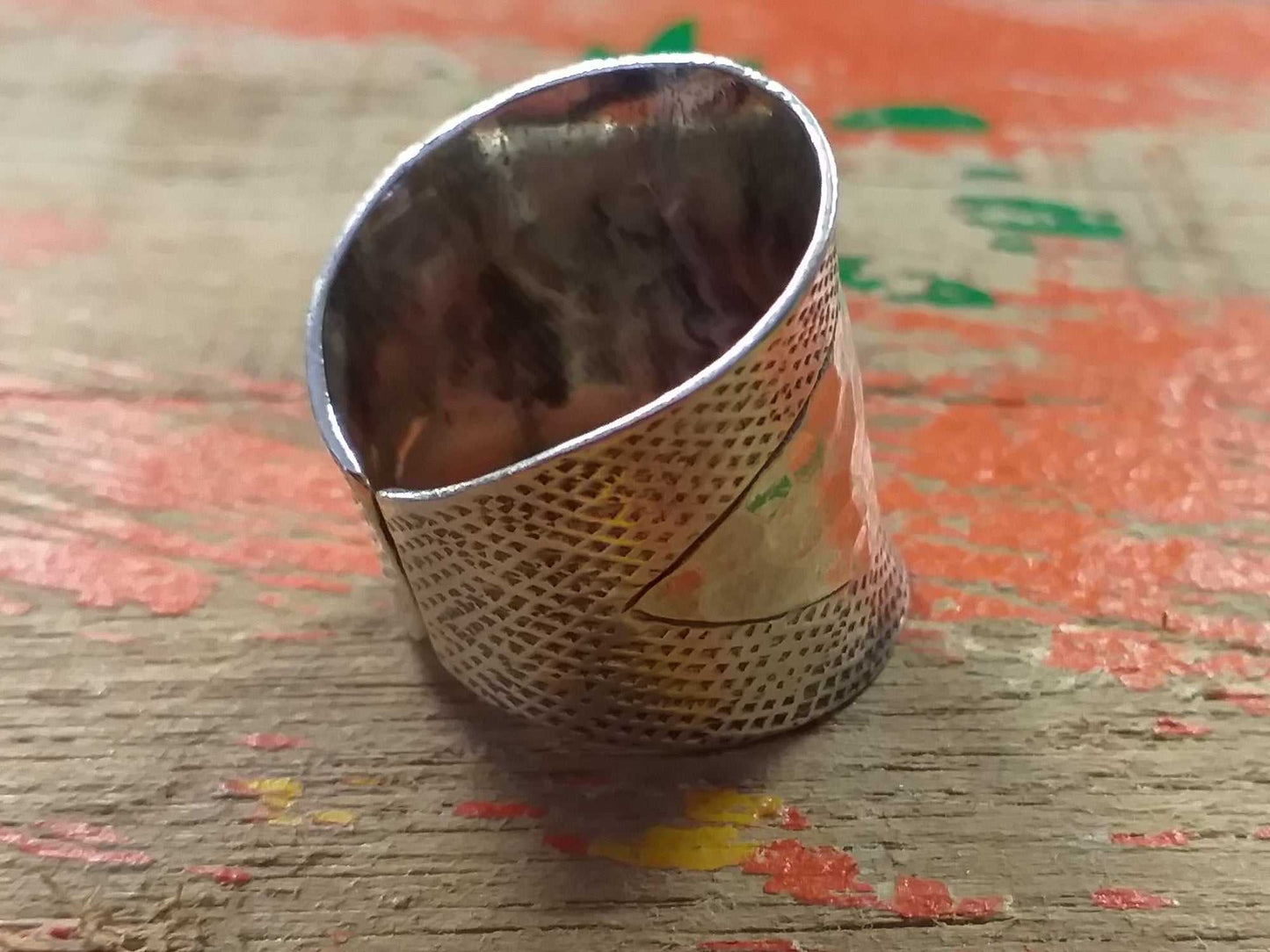 Sterling Beaten Pattern Ring