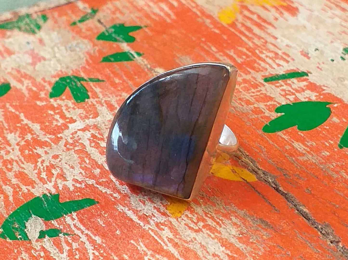 Sterling Labradorite Ring 27x21mm Sail Size 6