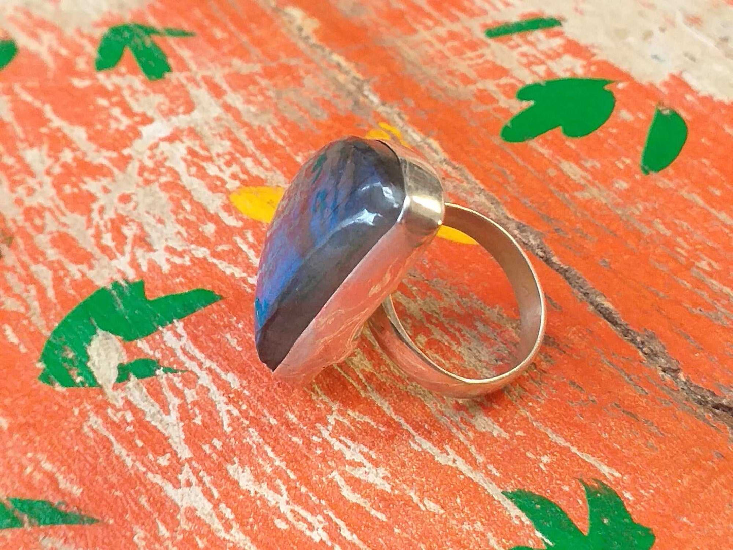 Sterling Labradorite Ring 27x21mm Sail Size 6