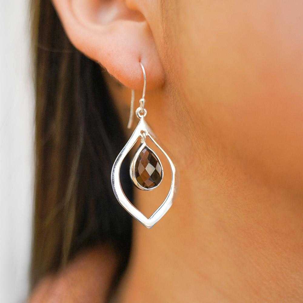 Lotus Petal Teardrop Sterling Silver Earrings