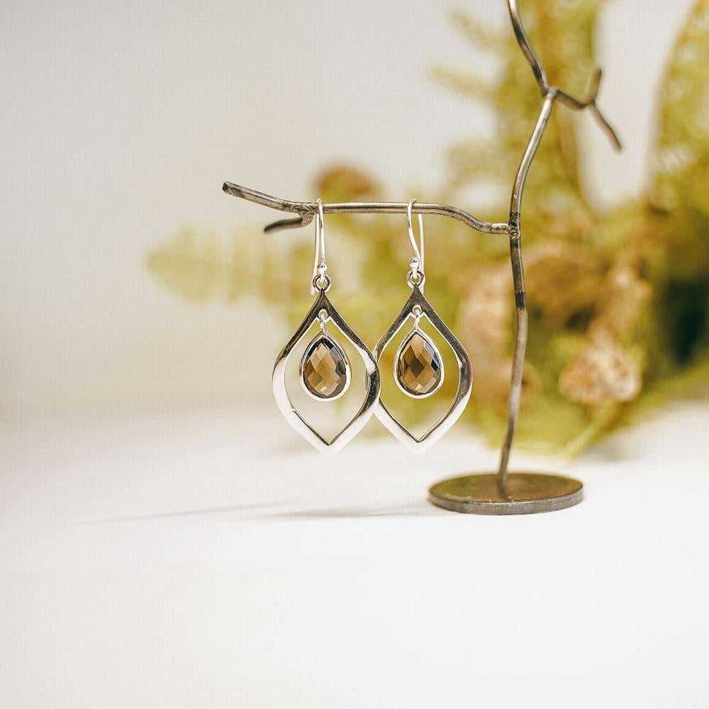 Lotus Petal Teardrop Sterling Silver Earrings